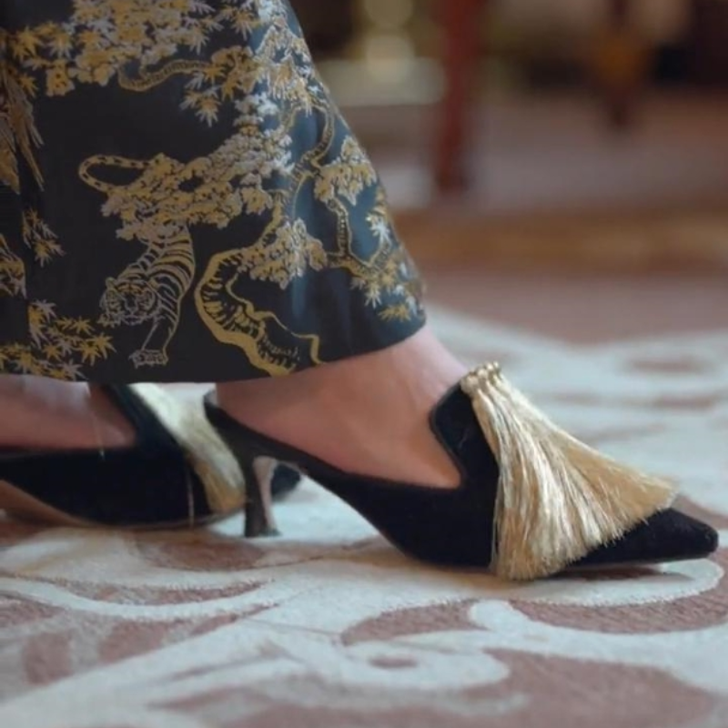 Golden Fringe Mules
