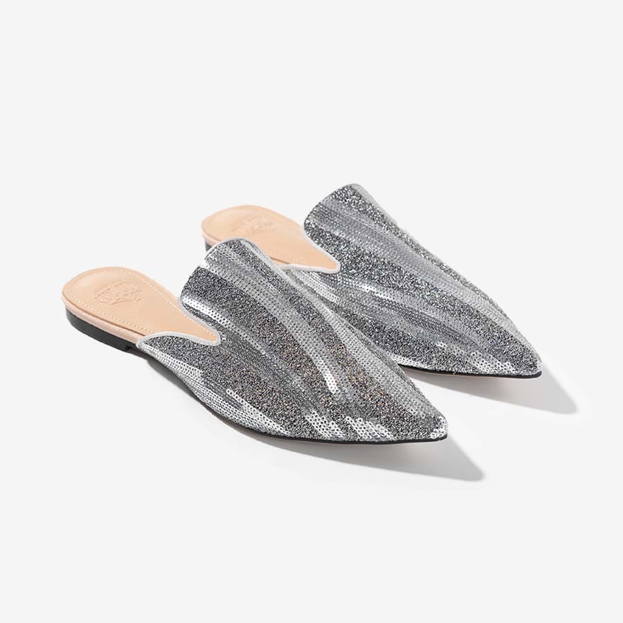 Silver Sequin Mules