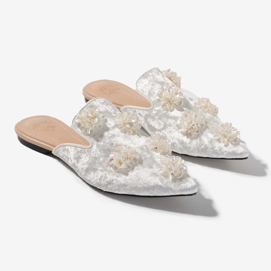 White Flowers Mules