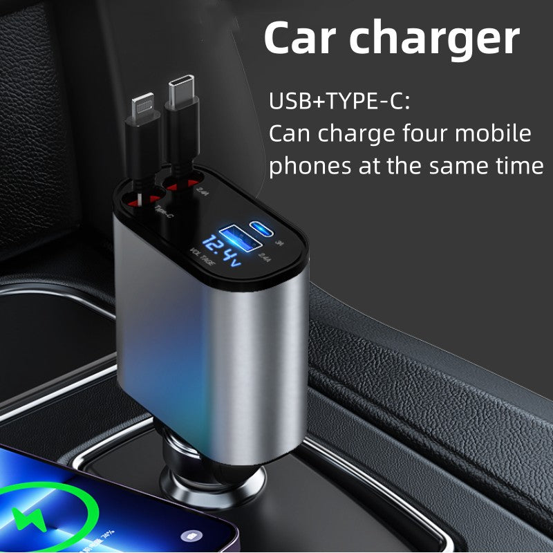 車の充電器の格納式ケーブル