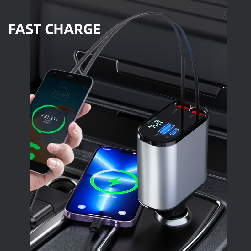 車の充電器の格納式ケーブル