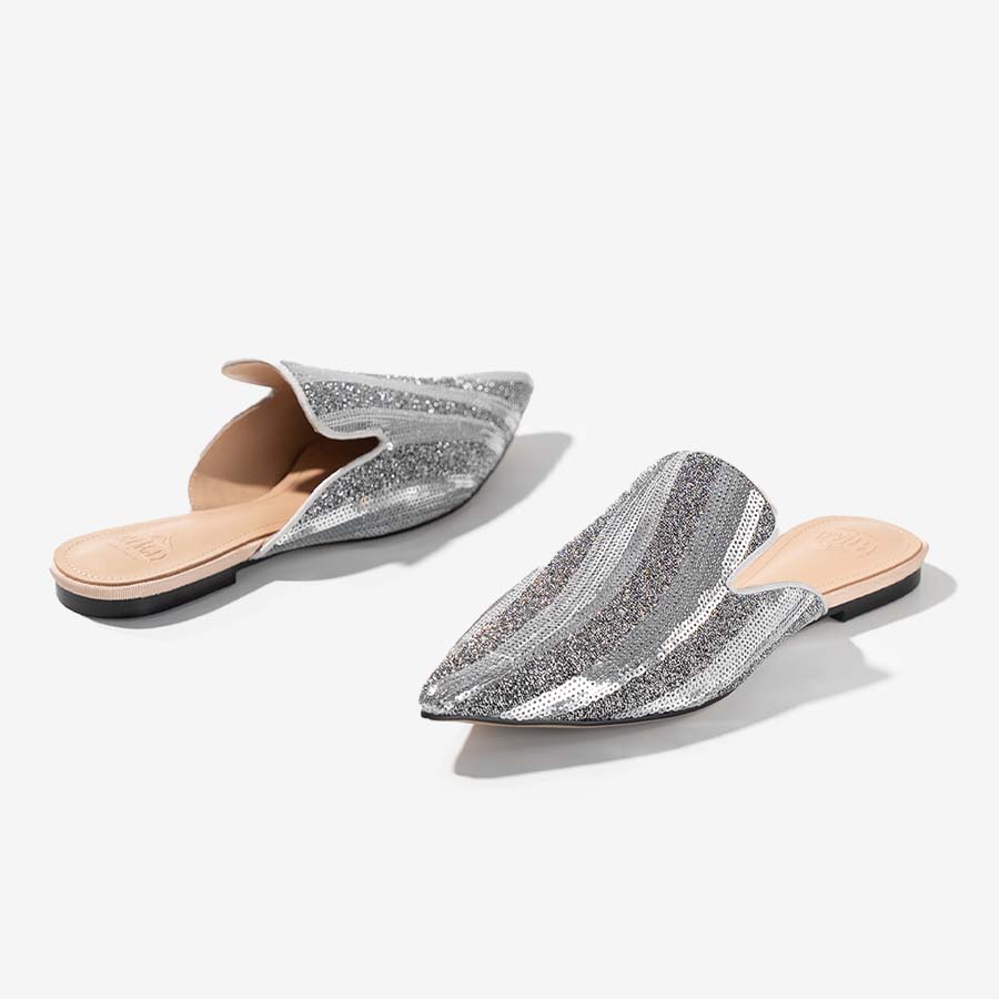 Silver Sequin Mules
