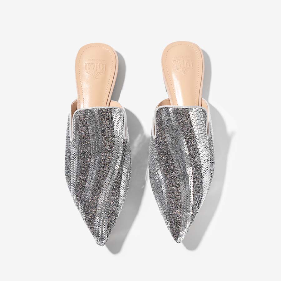 Silver Sequin Mules