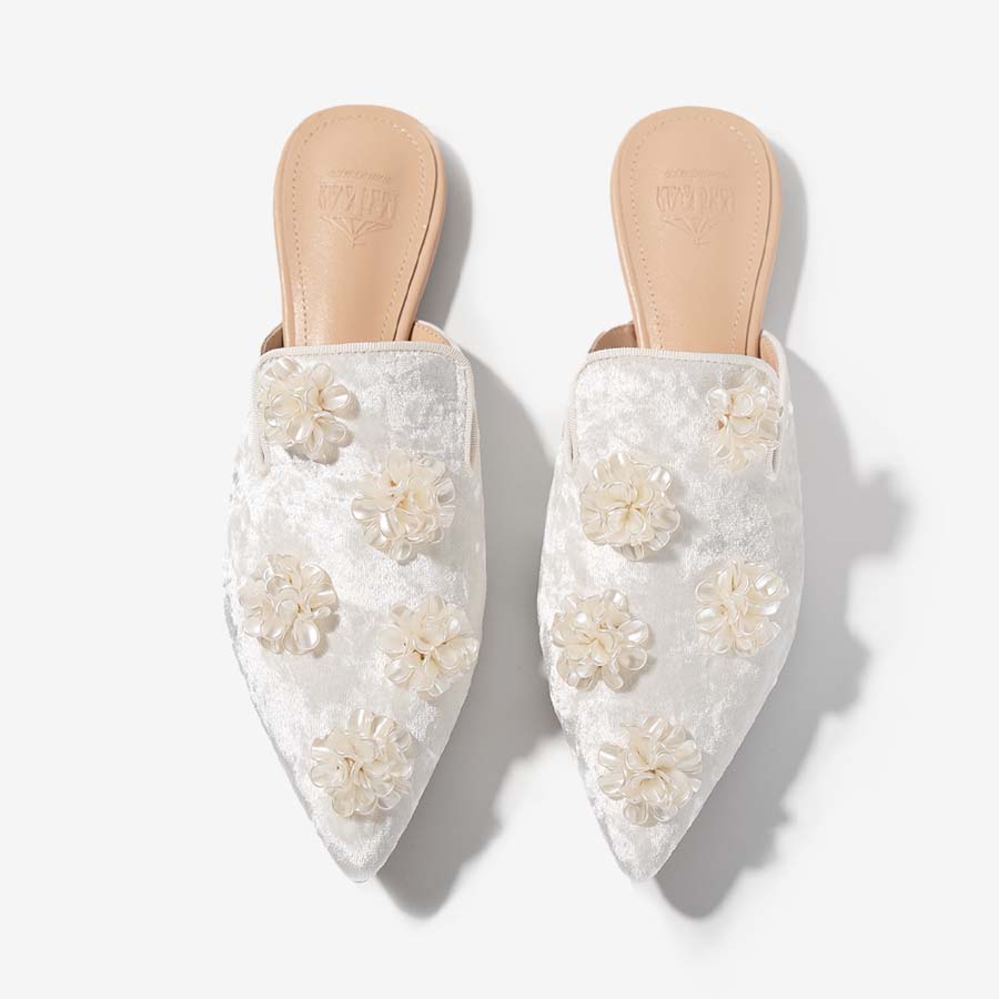 White Flowers Mules