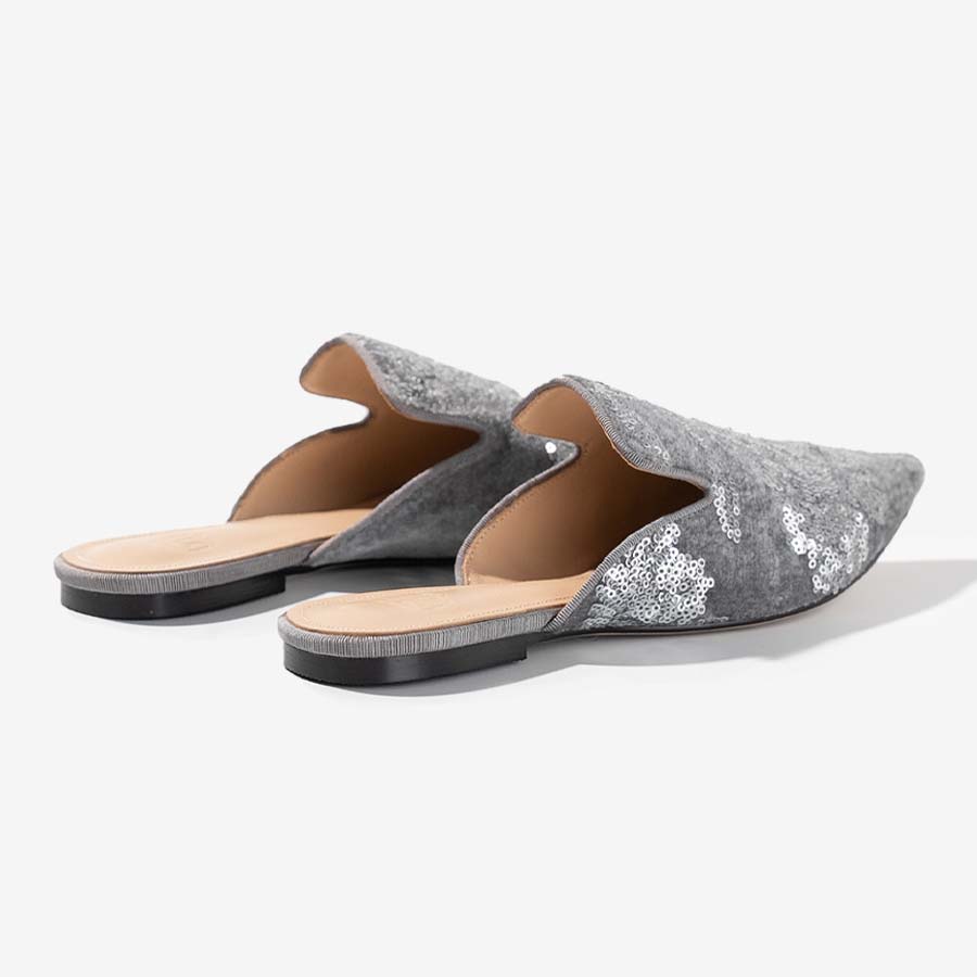 Moonlight Bloom – Velvet Sequin Mules